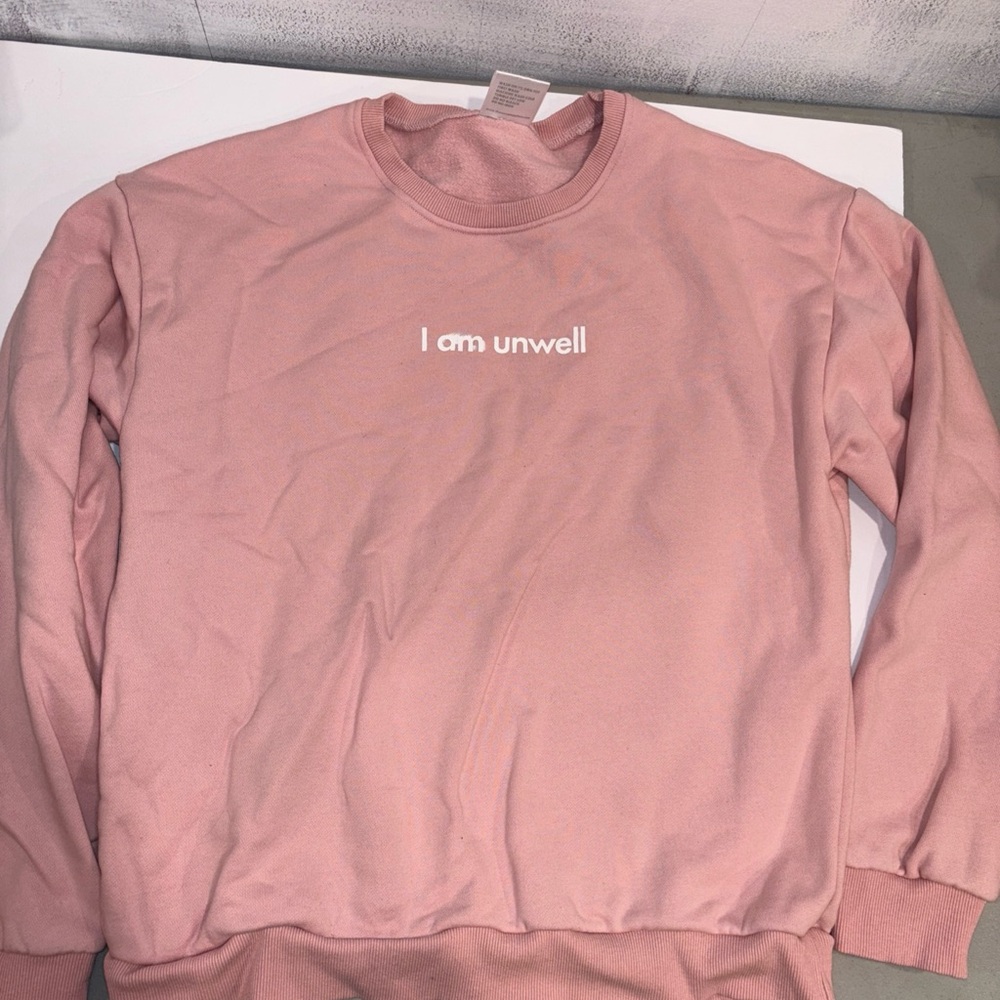 Barstool Sports Pink Crewneck Sweatshirt large I am unwell defect on letters